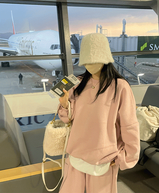 [양기모] 공항 맨투맨 조거 팬츠 세트(2color)